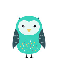 cute card of cartoon colored owl isolated