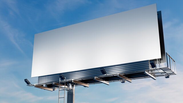 Advertising Billboard. Empty Large Format Sign against a Dusk Sky. Mockup Template.