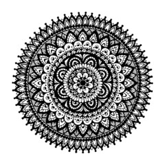 coloring doodle of a pattern in a circle, freehand drawing of manadala, vector linear drawing of a circular pattern, black and white drawing for relaxation, design for a postcard, for the web