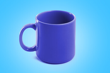 blue mug on blue background for mockup.