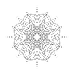 coloring doodle of a pattern in a circle, digital drawing of manadala, vector linear drawing of a circular pattern, black and white drawing for relaxation, design for a postcard, letterhead for a web