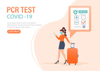 Illustration with negative pcr test people for paper design. Vector illustration. Covid test.