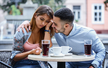 Bad relationships. Couple at the meeting having problem in communication