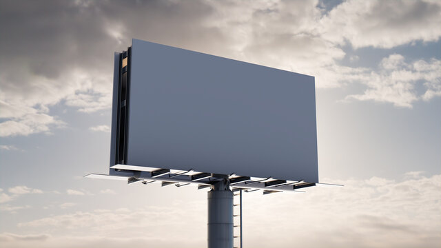 Commercial Billboard. Blank Outdoor Sign against a Dawn Sky. Mockup Template.