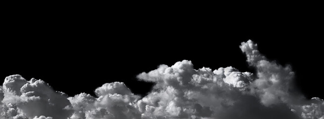 White cloud isolated on a black background. Black mask with cloud at the bottom.