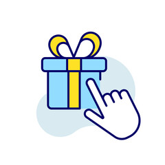 Finger touch RBG color icon. Gift box thin line vector illustration.