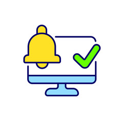 Notification on computer RBG color icon. Thin line vector illustration.