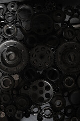 Metal gear wheels of a car engine