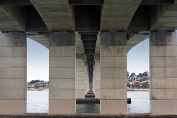 View under Captain Cook bridge as seen from Rocky Point, in Sans Souci, a suburb in Southern Sydney.