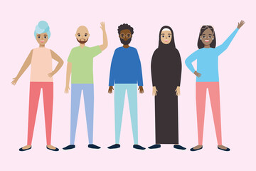 happy diversity people design