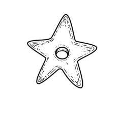 Stelline pasta sketch. Doodle outline black and white vintage style macaroni illustration. Hand drawn isolated on white background.