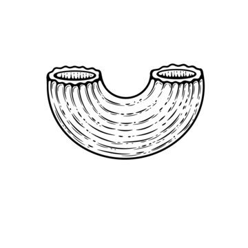 recommend clip art: Gobetti pasta sketch. Doodle outline black and white vintage style macaroni illustration. Hand drawn isolated on white background.