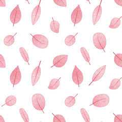 Seamless illustrated pattern with leaves