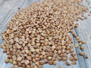 Natural fresh buckwheat groats. Buckwheat in the close-up.