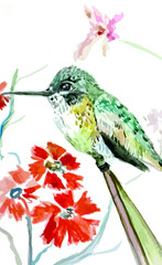 Fototapeta premium bird and flowers