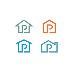 P letter home logo vector icon simple illustration