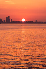 Obraz premium Sunrise at Maihama, Urayasu, Japan on Sept. 24, 2021