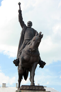 Zamosc, Poland - May 1, 2018: Monument to Jan Zamoyski, a Polish nobleman, magnate, and the first ruler and ordynat of Zamosc.