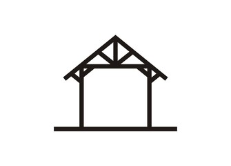 Canopy building structure. Simple illustration in black and white.