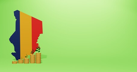 Naklejka premium Use of Bank Interest in Chad for the needs of social media tv and website background cover blank space can be used to display data or infographics in 3d rendering Premium Photo