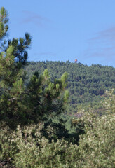 Fire lookout tower in forests of Valencia de Alcantara, Extremadura, Spain