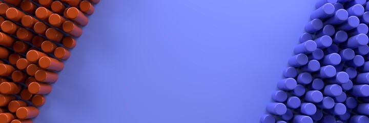 Abstract background of colored cylinders and free space. 3D visualization