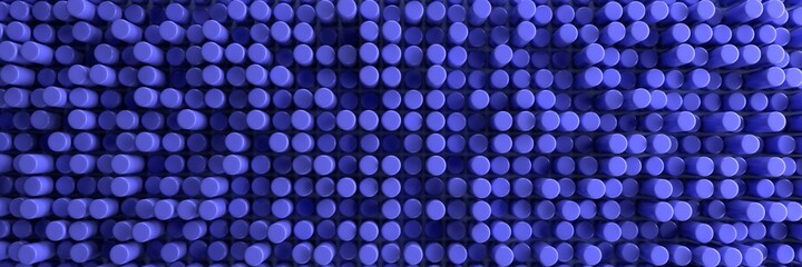 Abstract background of blue cylinders with different heights. 3D visualization