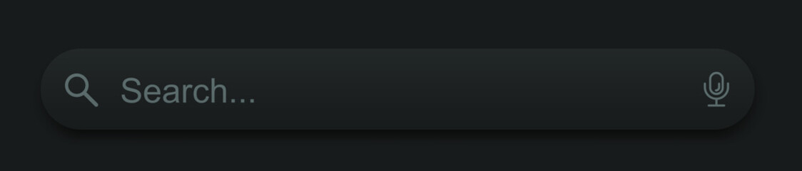 Search bar vector illustration on dark black background, simple search box field ui element.