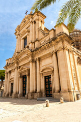 Fototapeta na wymiar Panoramic Sights of Basilica of Saint Mary of the Announcement (Basilica Maria Santissima Annunziata) in Comiso, Province of Ragusa, Sicily, Italy.