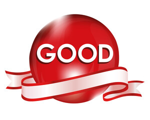 Good in red sphere and ribbon illustration