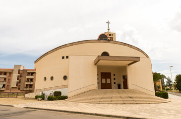 Fototapeta premium Panoramic Sights of Parish Church of the Holy Apostles (Chiesa Parrocchiale dei Santi Apostoli) in Comiso, Province of Ragusa, Sicily, Italy.