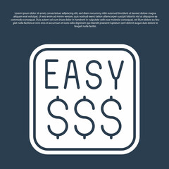 Blue line Money prize in casino icon isolated on blue background. Vector