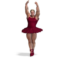 3D-illustration of a male ballet dancer in a cute tutu
