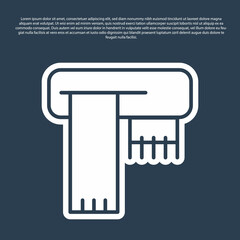 Blue line Winter scarf icon isolated on blue background. Vector