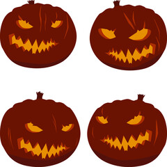Set Of Four Evil Pumpkins, Halloween