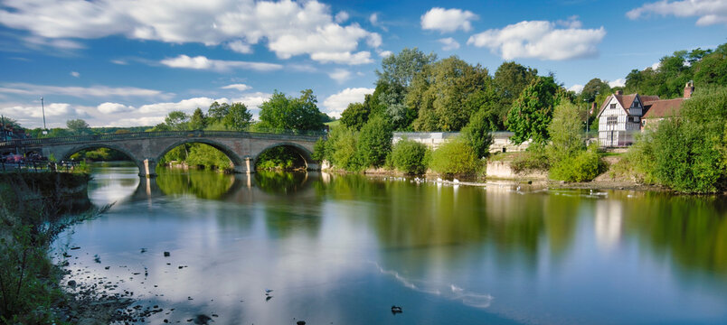 Panorama of Bewdley bridge and the river Severn,Worcester,England.