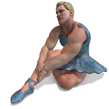 3D-illustration of a male ballet dancer in a cute tutu