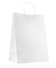 Empty shopping paper bag isolated on white