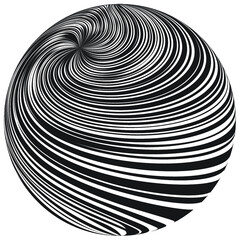 Spherical twirled lines, vector art