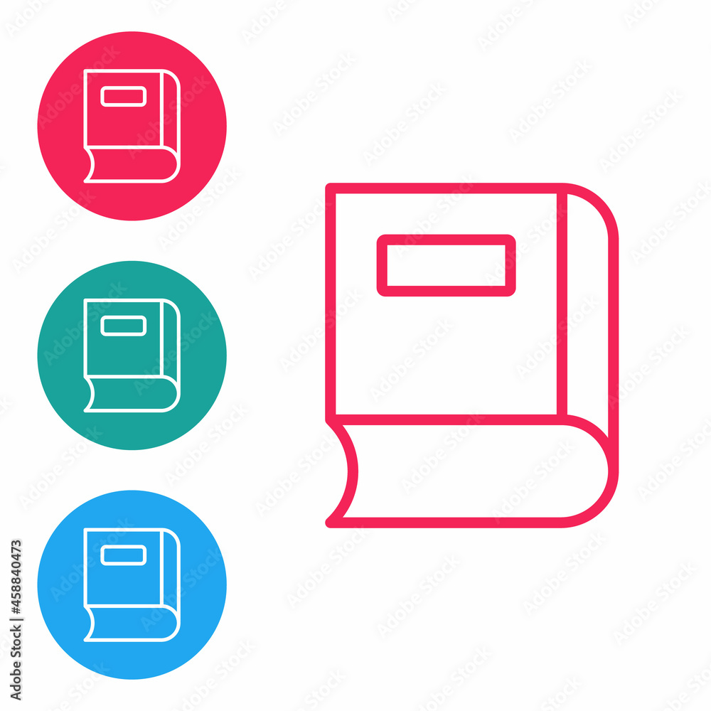 Poster red line book icon isolated on white background. set icons in circle buttons. vector