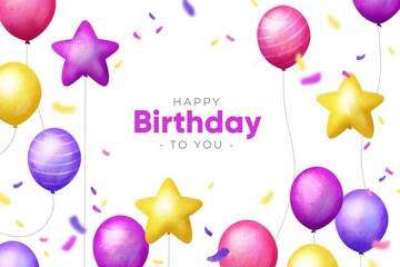 watercolor birthday wallpaper with balloons vector design illustration