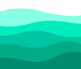 Fototapeta premium turquoise dynamic water with waves in different greenish blue tones - digital flat design background view from above 
