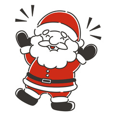 両手をあげて喜ぶサンタクロースのイラスト