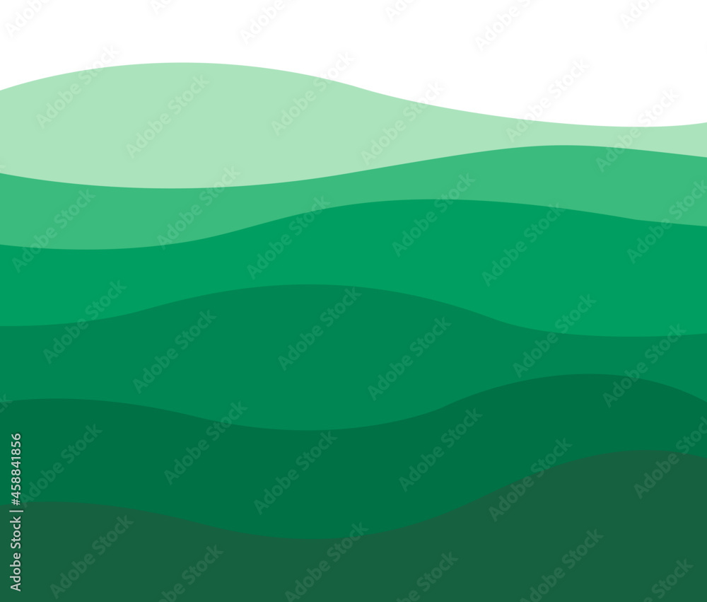 Wall mural green water with waves in different tones or mountains of a landscape - digital flat design backgrou - Wall murals