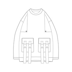 hoodie oversized outline drawing vector, hoodie oversized in a sketch style, trainers template outline, vector Illustration. © litnik