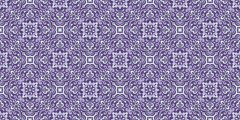 Azulejos ceramic tile design. Talavera tracery motif. Unique creative endless fill swatch. Portuguese, Spanish, Mexican, Brazilian folklore ornament. Ethnic style vector hand drawn seamless pattern.