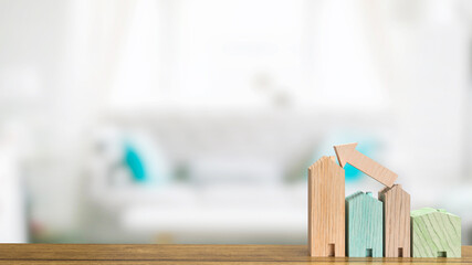 home wood on table for property business concept 3d rendering