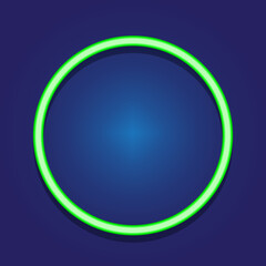 Neon green circle icon. Abstract round sign. Creative geometric figure. Art design. Vector illustration. Stock image.