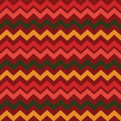 Funky, retro 1970s chevron zigzag lines, seamless vector pattern.  Seventies style repeating background wallpaper texture. 