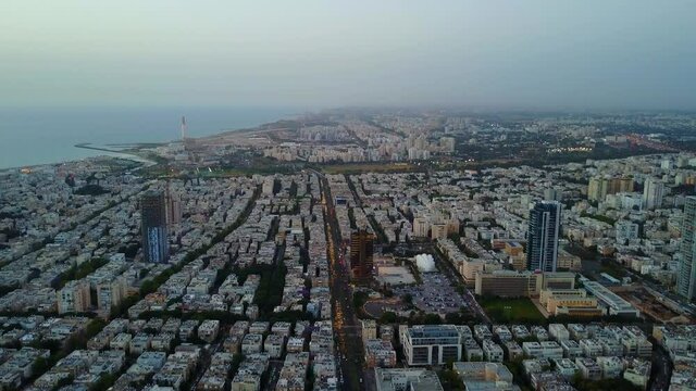 Aerial view of Tel Aviv center, Rothschild street